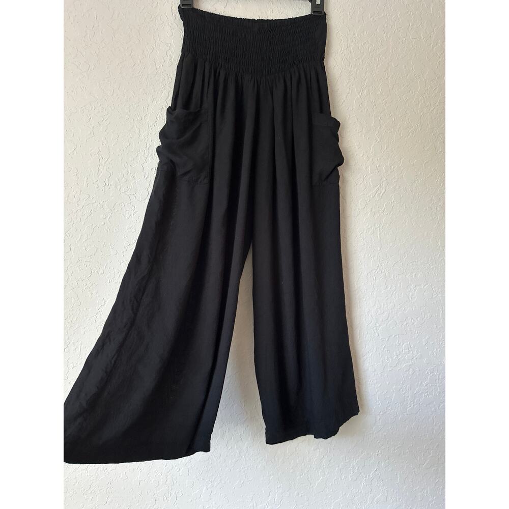Island Planet🌿Black Palazzo Pants Wide Leg Boho Lounge Resort Women’s SZ Small